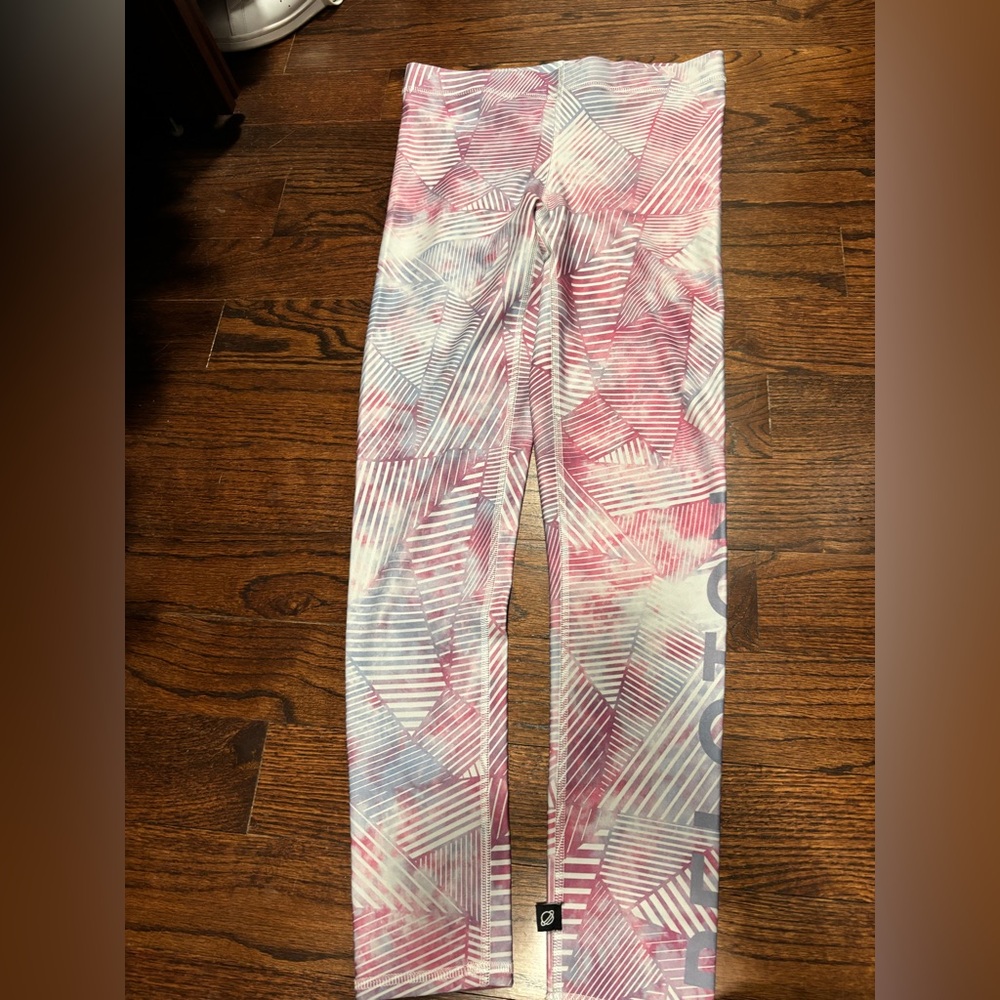 Peloton Pink and White Geometric Leggings